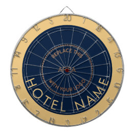 Minimalistische Hotelname Logo Navy Gold Dartscheibe