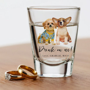 Minimalistische Hund Haustier Foto Hochzeit Schnapsglas