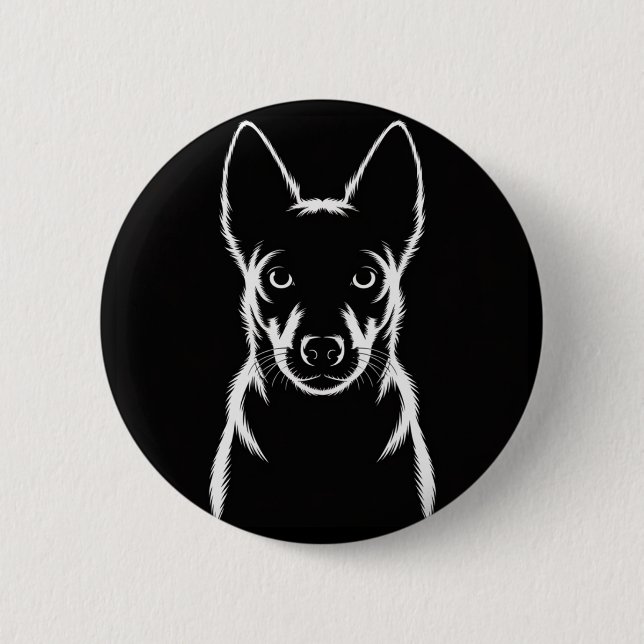 Minimalistische Hunde-Silhouette auf schwarz Button (Vorderseite)