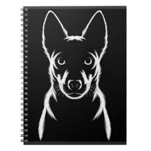 Minimalistische Hunde-Silhouette auf schwarz Notizblock
