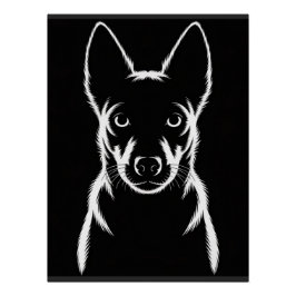 Minimalistische Hunde-Silhouette auf schwarz Poster