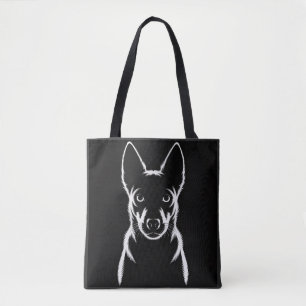 Minimalistische Hunde-Silhouette auf schwarz Tasche