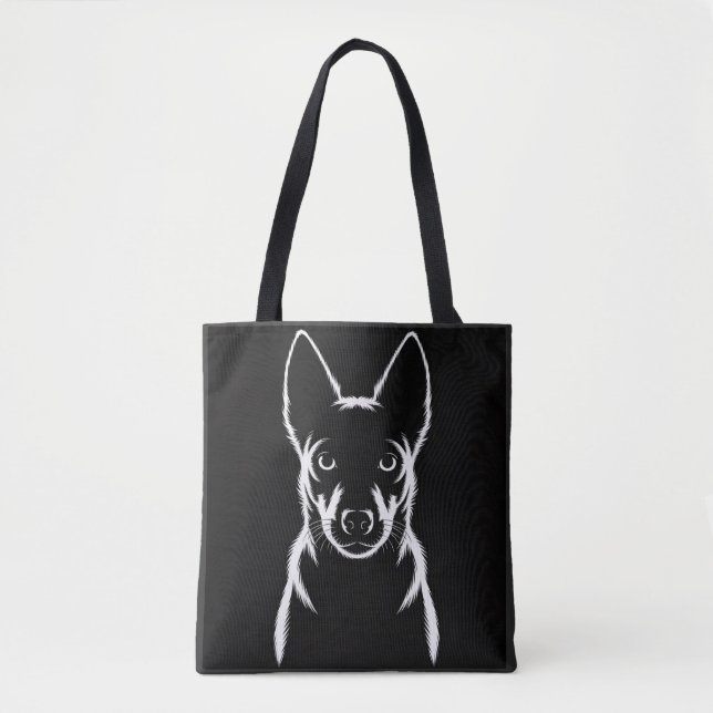 Minimalistische Hunde-Silhouette auf schwarz Tasche (Vorderseite)