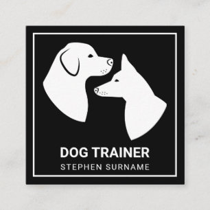 Minimalistische Hunde - Silhouetten auf Schwarz -  Quadratische Visitenkarte