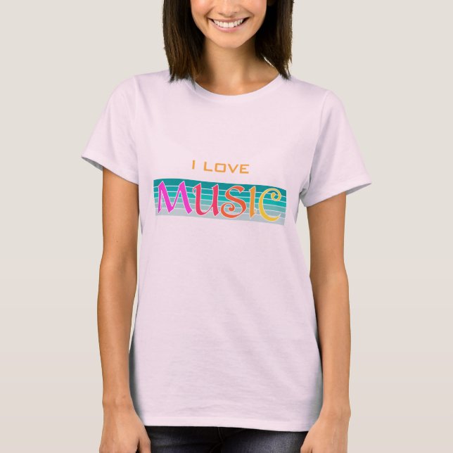 Minimalistische I-Liebe-Musik T-Shirt (Vorderseite)