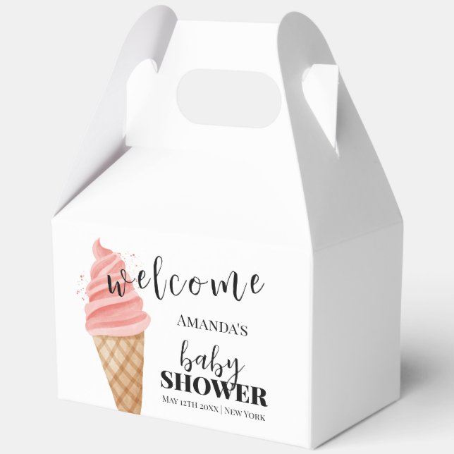 Minimalistische Ice Cream Scoop Baby Dusche Willko Geschenkschachtel (Rückseite)