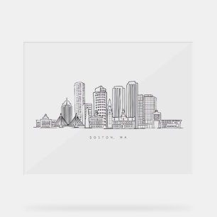 Minimalistische Illustration der Skyline von Bosto Acrylschild