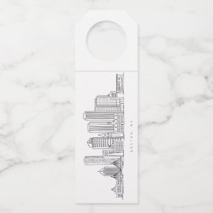 Minimalistische Illustration der Skyline von Bosto Flaschenanhänger