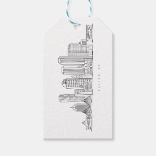 Minimalistische Illustration der Skyline von Bosto Geschenkanhänger