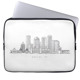 Minimalistische Illustration der Skyline von Bosto Laptopschutzhülle