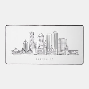Minimalistische Illustration der Skyline von Bosto Schreibtischunterlage