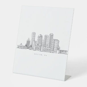 Minimalistische Illustration der Skyline von Bosto Sockelschild