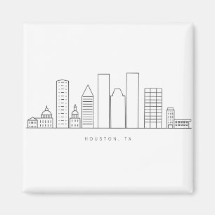 Minimalistische Illustration der Skyline von Houst Magnet