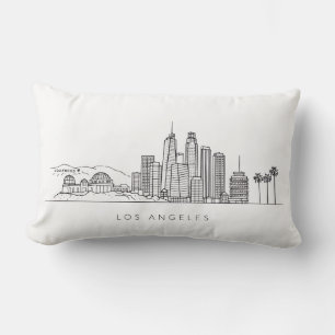 Minimalistische Illustration der Skyline von Los A Lendenkissen