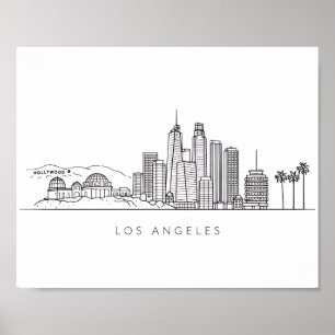 Minimalistische Illustration der Skyline von Los A Poster