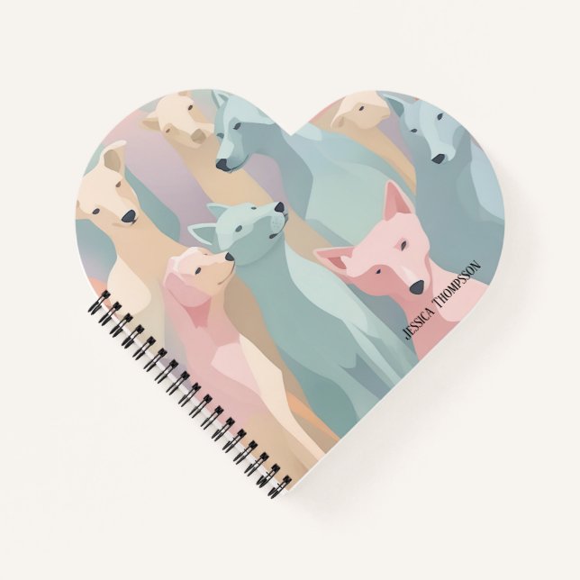 Minimalistische Illustration von Hundemuster Paste Notizbuch (Vorderseite)
