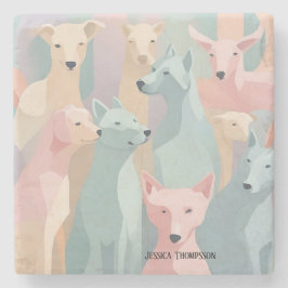 Minimalistische Illustration von Hundemuster Paste Steinuntersetzer