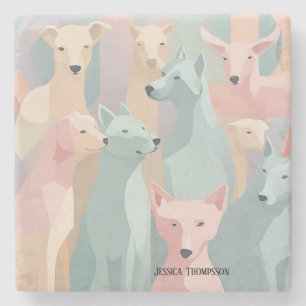 Minimalistische Illustration von Hundemuster Paste Steinuntersetzer