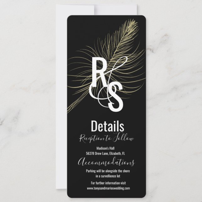 Minimalistische Imitate Gold Federn Bohemische Det Einladung (Vorderseite)