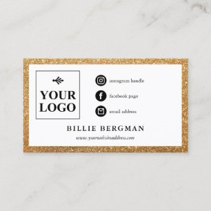 Minimalistische Imitate Gold Glitzer Social Media- Visitenkarte
