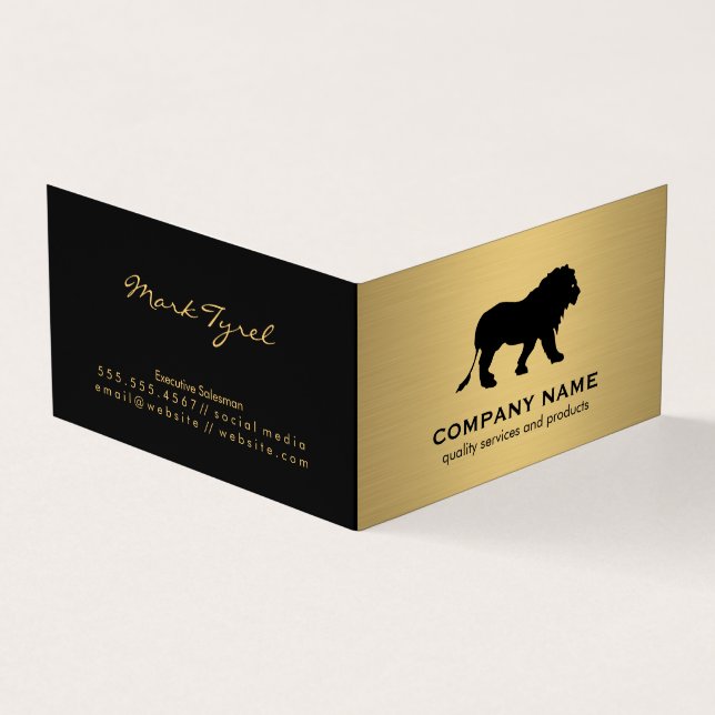 Minimalistische Imitate Gold-Metallic/Löwensymbol Visitenkarten (Vorderseite)