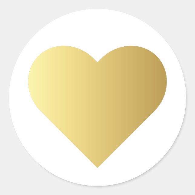 Minimalistische Imitate Goldenes Herz Runder Aufkleber (Vorderseite)