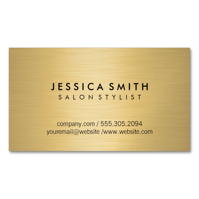 Minimalistische Imitate Metallic Gold gebürstet Magnetische Visitenkarte (Vorderseite)
