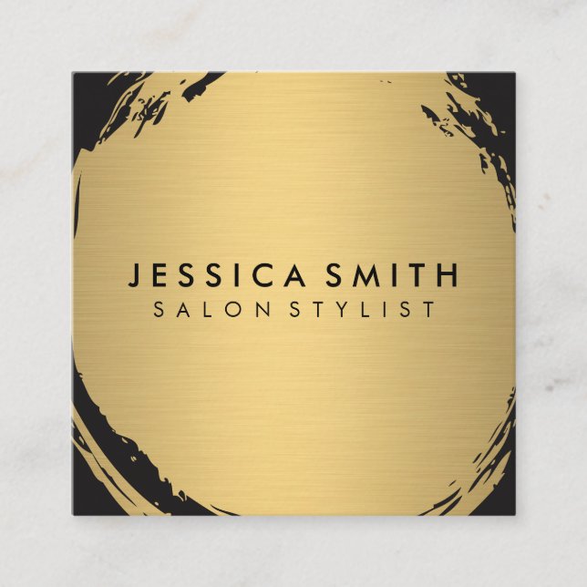 Minimalistische Imitate Metallic Gold gebürstet Quadratische Visitenkarte (Vorderseite)