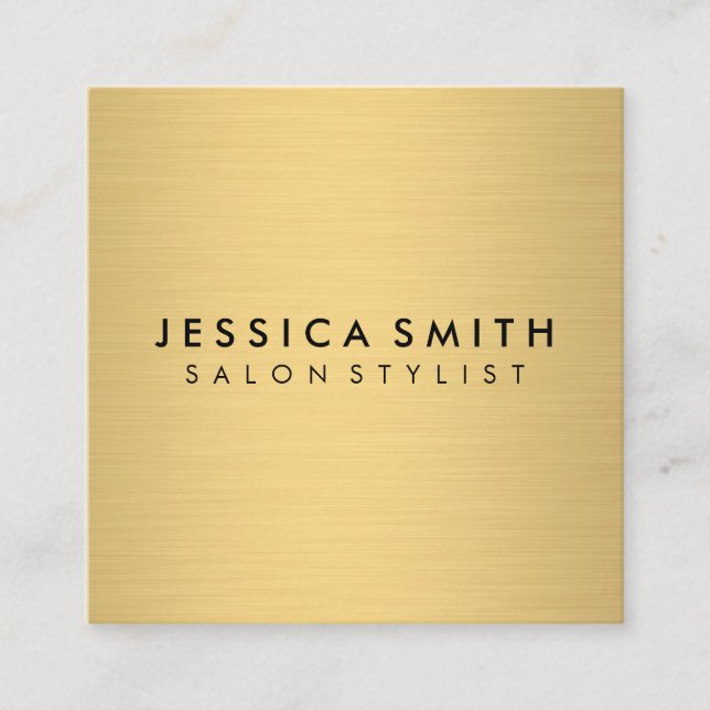Minimalistische Imitate Metallic Gold Quadratische Visitenkarte (Vorderseite)