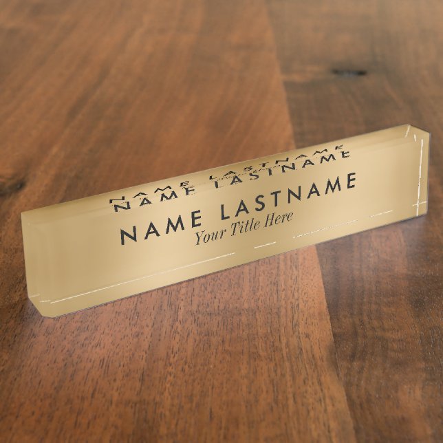 Minimalistische Imitats Gold Moderne Elegante Einf Namensplakette (Seite)