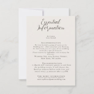 Minimalistische Informationskarte zum Hochzeitssze Einladung