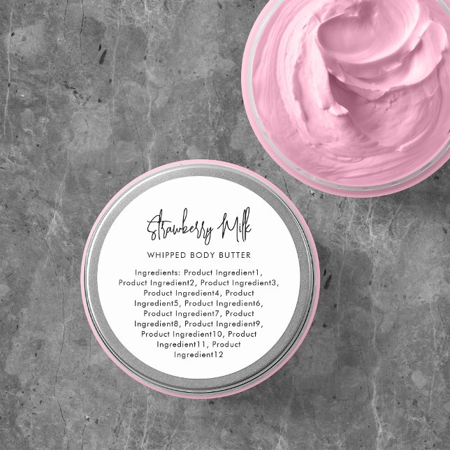 Minimalistische Inhaltsstoffe für moderne Skripte Runder Aufkleber (Von Creator hochgeladen)