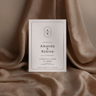 Minimalistische Initialen Hochzeit Einladung