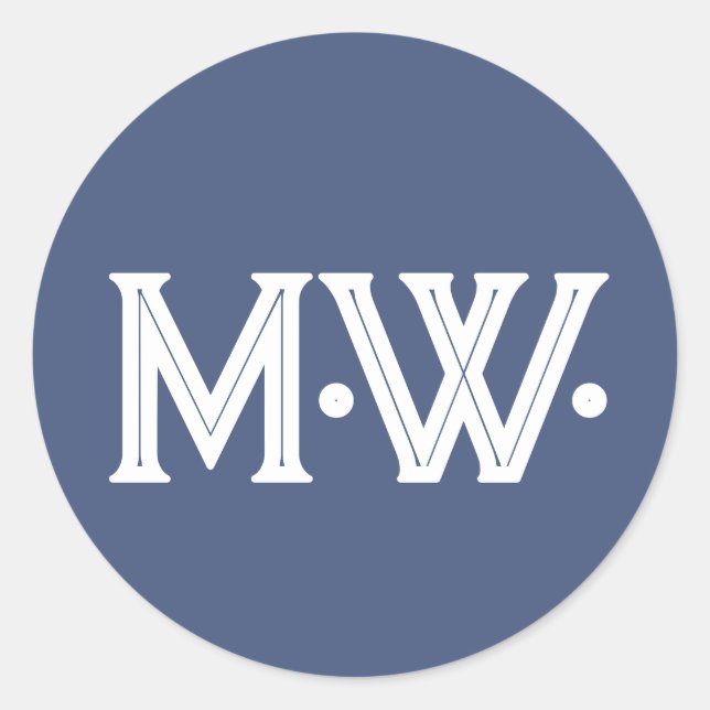 Minimalistische Initialen Navy Blue Runder Aufkleber (Vorderseite)