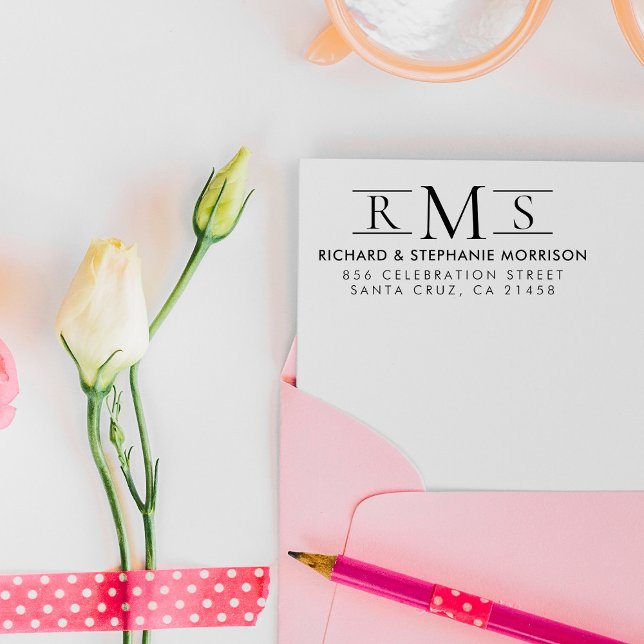 Minimalistische Initials Hochzeit Rücksendeadresse Gummistempel (Von Creator hochgeladen)