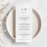 Minimalistische Initials Simple Wedding Menu Card Menükarte<br><div class="desc">Diese Minimalistische All In One Collection wurde speziell für Hochzeitsmenüs konzipiert und zeichnet sich durch ein übersichtliches und einfaches Layout mit klassischem Schriftart aus. Für eine erweiterte Anpassung dieses Designs, z.B. das Ändern des Layouts, des Schriftartes oder der Textgröße, klicken Sie bitte auf den obigen Button "KENNEN". Bitte kontaktieren Sie...</div>