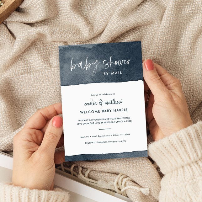 Minimalistische Ink Wash Baby Dusche per Mail Einladung (Von Creator hochgeladen)