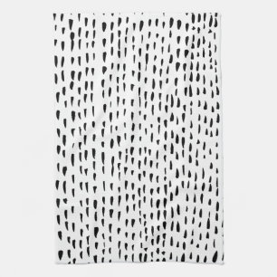Minimalistische inky Punktschläge Schwarz-weiß Geschirrtuch