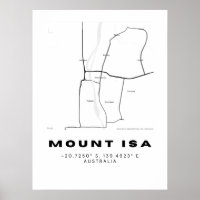 Minimalistische Isa-Karte mit Koordinaten |
