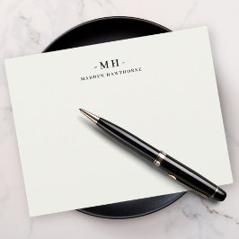 Minimalistische Ivory White Simple Elegante Monogr Mitteilungskarte