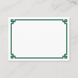 Minimalistische Jägergrün-Griechische-Schlüssel-Ra Platzkarte