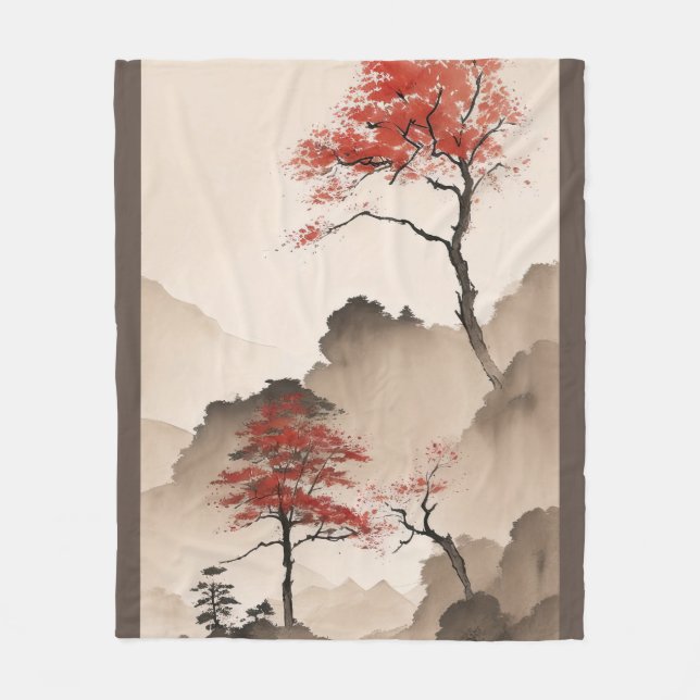 Minimalistische japanische Küste Fleecedecke (Vorderseite)