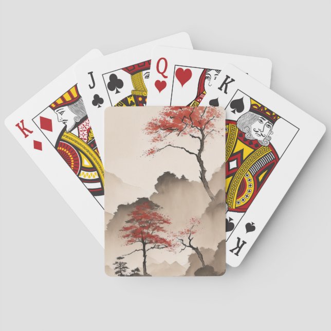 Minimalistische japanische Küste Spielkarten (Rückseite)