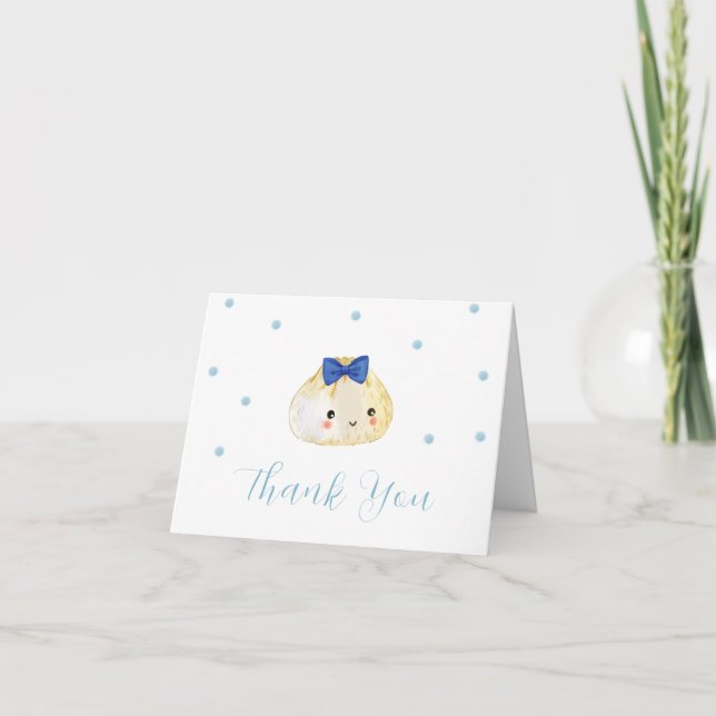 Minimalistische Junge Kleine Dumpling Babydusche Dankeskarte (Vorderseite)