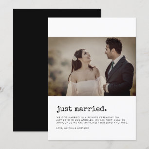 Minimalistische 'Just married'-Schreibmaschinen-Sc Einladung