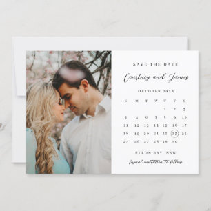 Minimalistische Kalender-Foto-Save-the-Date-Einlad Einladung