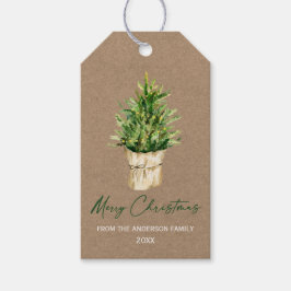 Minimalistische Kalligrafie-AquarellbaumKraft Geschenkanhänger