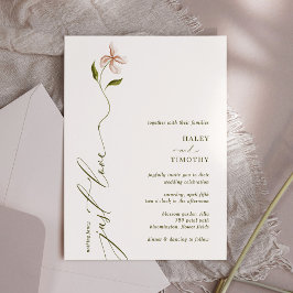 Minimalistische Kalligrafie-Blumenhochzeit Einladung