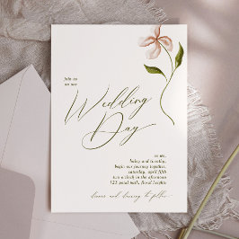 Minimalistische Kalligrafie-Blush-Wildblume-Hochze Einladung