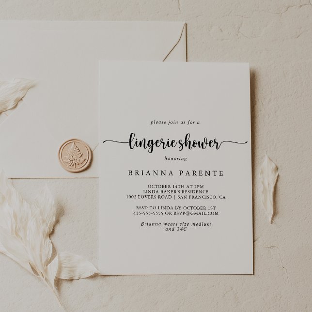 Minimalistische Kalligrafie Bridal Lingerie Dusche Einladung (Von Creator hochgeladen)